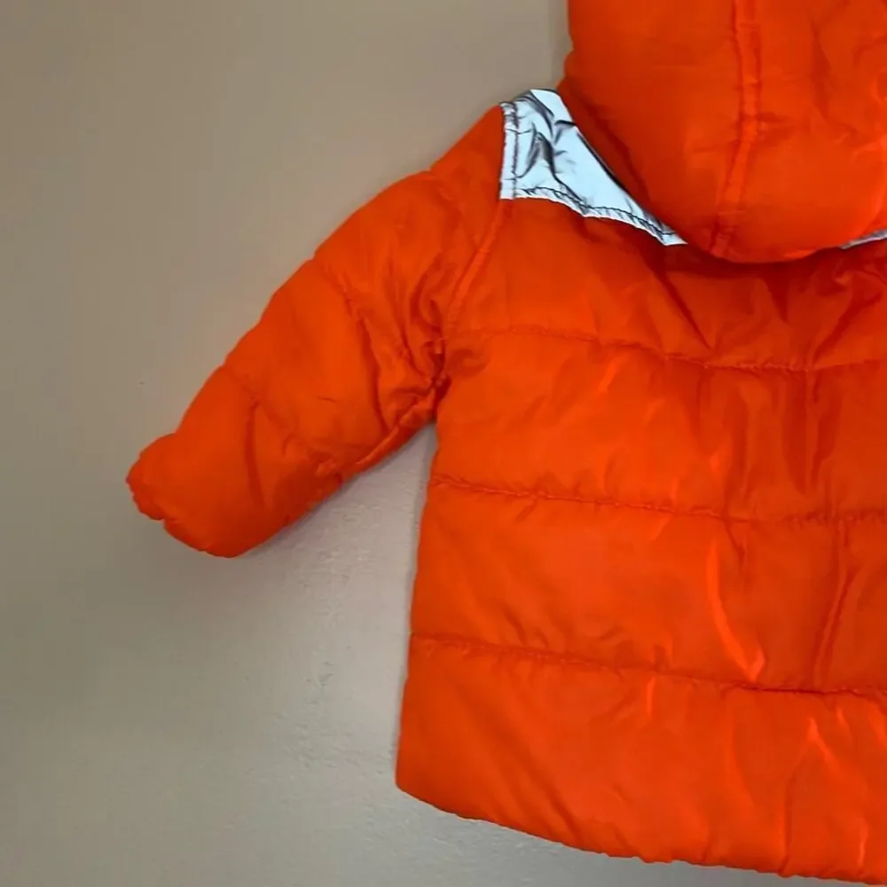 CARTER’S Boy’s Neon Orange and Reflective Shoulders Hooded Coat / Size: 18 Mos